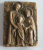 Kleines Bronze Relief Heilige Familie 5,7x4,4x0,7cm