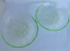 2 Art Deco Pressglas Schälchen Uranglas Kirschmuster Ø14cm