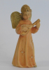 Kleine detailliert geschnitzte Holzfigur Engel mit Laute farbig gefasst 9cm