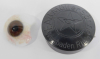 Altes Glasauge Augenprothese braun Optiker + Dose F. Ad. Müller Wiesbaden #f