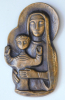 Formschönes Bronze Relief Mutter mit Kind / Maria mit Jesus 9x5,3cm