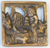 Kleines Bronze Relief Geburt Christi Butzon & Bercker 1995 Elly Fleiter 5x5cm