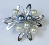 Perlenkettenkürzer Kettenverkürzer Silber 925 Blüte Kunstperlen 2,3x2cm