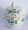 Kleine Deckeldose Zuckerdose Meissen grüner Drache Hofdrache I. Wahl Ø7,2cm