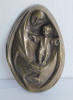 Bronze Relief Maria mit Kind oval 10,5x7cm