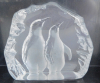 Glasblock Skulptur Pinguine Mats Jonasson Schweden signiert 14x13,5x4cm