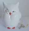 Spardose Porzellanfigur Eule Goebel 50 027 weiß-rot mit Schlüssel 12,5cm
