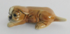 Kleine Porzellanfigur liegender Hund Boxer Welpe Goebel 9cm
