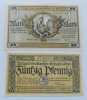 Altes Notgeld 50 Pfennig + 1 Mark Erbach im Odenwald 1918