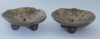 2 kleine Bronze Kerzenleuchter mit Dorn auf 3 Füßchen Ø5,5-6,5cm 229g