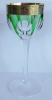 Edles Weinglas Moser grün Papstschliff breiter Goldrand mit Muster 19,7cm