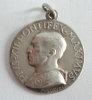 Kleine alte Medaille Anhänger Papst Pius XII / Hlg. Familie versilbert Ø2,6cm