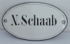 Altes Emailleschild Türschild Namensschild N. Schaab Email gewölbte Form 10,2x6c