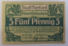 Altes Notgeld Gutschein 5 Pfennig Stadt Herford 1920 Widukind