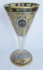 Prächtiges Jugendstil Glas Kelch Haida Steinschönau floral bunt Golddekor 17,9cm