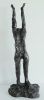 Abstrakte Bronze Skulptur zum Himmel gestreckter Mensch signiert KK 37,5cm 2,7kg