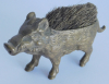 Kleine Bronze Messing Figur Wildschwein Keiler mit Borsten als Stiftabstreifer