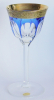 Edles Weinglas Moser blau Papstschliff breiter Goldrand mit Muster 18cm
