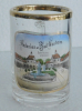 Altes Andenken Glas / kl. Humpen Bad Nauheim Badehäuser u. Sprudel Email 7,3cm