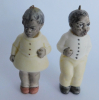 2 kleine alte Ganzkörper Bisquitporzellan Puppen Farbige Paar 6/6,5cm