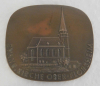 Alte Bronze Medaille Plakette Evangelische Kirche Ober-Flörsheim 6,5x5,8cm