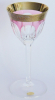 Edles Weinglas Moser rosa Papstschliff breiter Goldrand mit Muster 18cm
